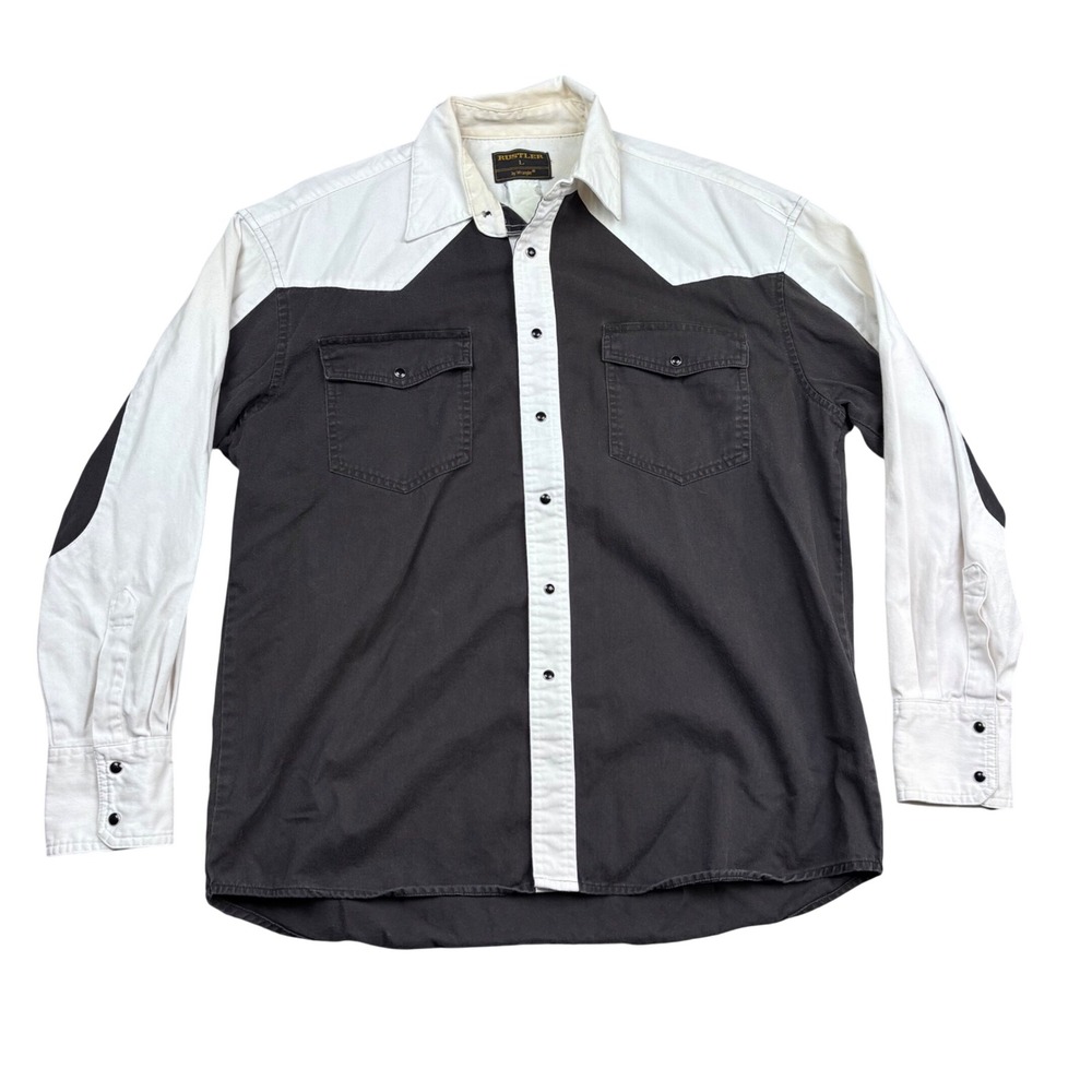 Rustler by Wrangler Mens Large Western Pearl Snap Brushpopper Shirt Color Block